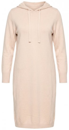 Ulla Popken 853669 Langermet strikket kjole med hette Beige - Midikjoler - Midikjoler i store størrelser