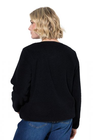 Ulla Popken 853685 Kort teddyjakke med kanter i skinnlook Svart - Jakker - Damejakker i store størrelser