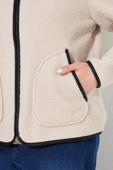 Ulla Popken 853685 Teddyjakke Champagne - Jakker - Damejakker i store størrelser