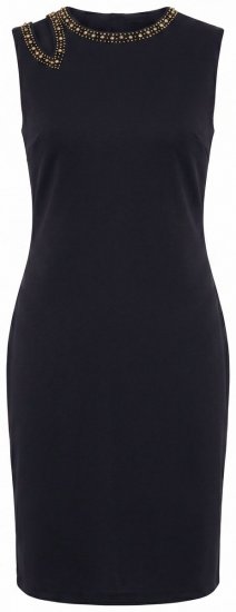 Ulla Popken 853766 Ermeløs bodycon-kjole med strass Svart - Sommerkjoler - Sommerkjoler for kvinner i store størrelser
