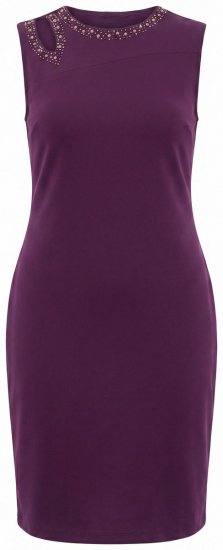 Ulla Popken 853766 Bodycon-kjole med strass Plomme - Aftenkjoler - Selskapskjoler for kvinner