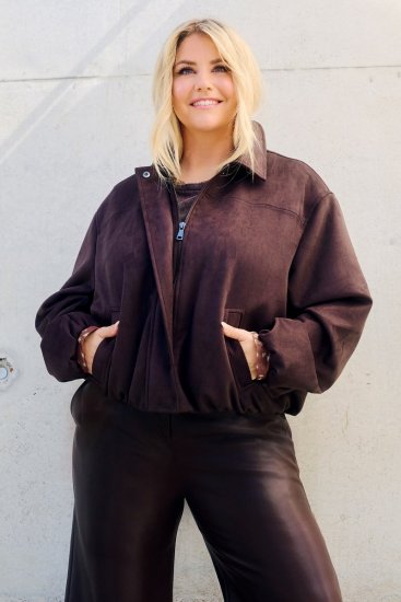Ulla Popken 853792 Jakke i kunstsemsket skinn Brun - Jakker - Damejakker i store størrelser