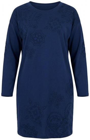 Ulla Popken 853877 Blomstret sweatkjole Mørkeblå - Kjoler - Kjoler for alle størrelser