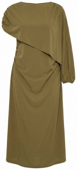 Ulla Popken 854048 Langermet maxikjole Olivengrønn - Maxikjoler - Maxikjoler for damer i store størrelser