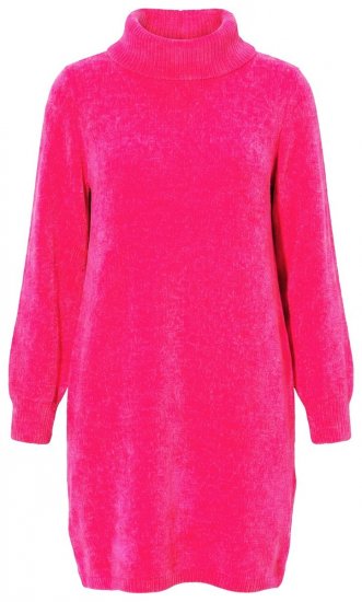 Ulla Popken 854602 Langermet strikket kjole med høy hals Rosa - Kjoler - Kjoler for alle størrelser
