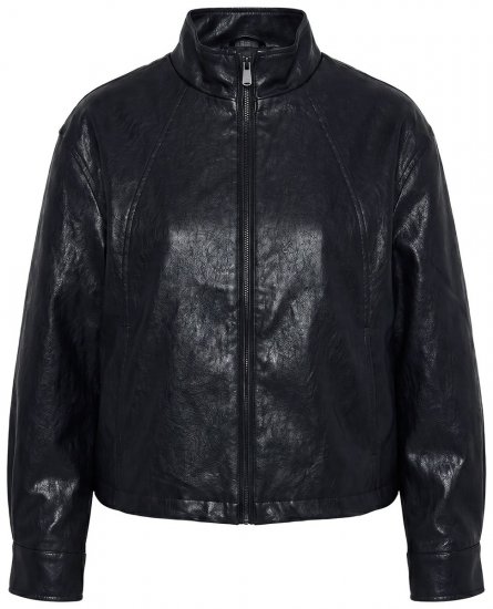 Ulla Popken 854795 Bikerjakke i kunstskinn Svart - Jakker - Damejakker i store størrelser