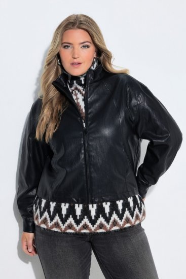 Ulla Popken 854795 Bikerjakke i kunstskinn Svart - Jakker - Damejakker i store størrelser