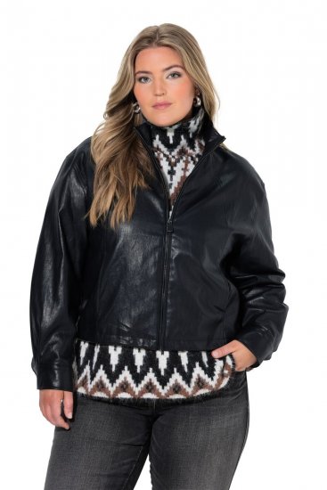 Ulla Popken 854795 Bikerjakke i kunstskinn Svart - Jakker - Damejakker i store størrelser