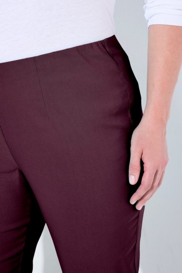 Ulla Popken 854910 Varme stretchbukser med strikk i livet Aubergine - Stoffbukser - Vide bukser til dame i store størrelser
