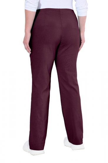 Ulla Popken 854910 Varme stretchbukser med strikk i livet Aubergine - Stoffbukser - Vide bukser til dame i store størrelser