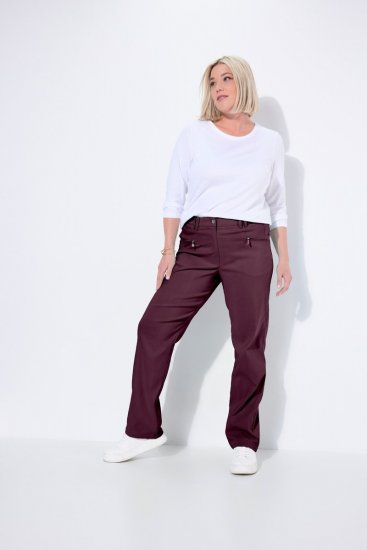 Ulla Popken 854987 Varme stretchbukser med komfortlinning Aubergine - Stoffbukser - Vide bukser til dame i store størrelser