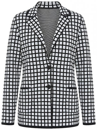 Ulla Popken 855173 Strikket rutete blazer Benhvit - Blazere - Blazere i store størrelser for dame