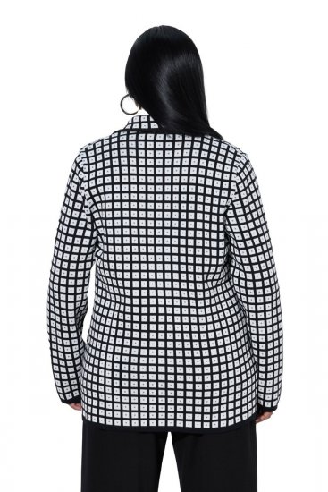 Ulla Popken 855173 Strikket rutete blazer Benhvit - Blazere - Blazere i store størrelser for dame