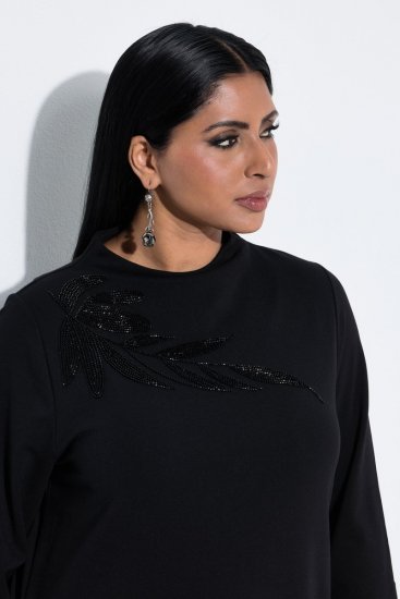 Ulla Popken 855373 Mønstret jerseykjole Svart - Jerseykjoler - 