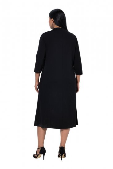 Ulla Popken 855373 Mønstret jerseykjole Svart - Jerseykjoler - 