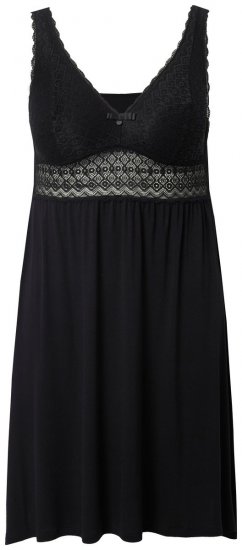 Ulla Popken 855428 Negligé med blonder Svart - Nattkjoler - 