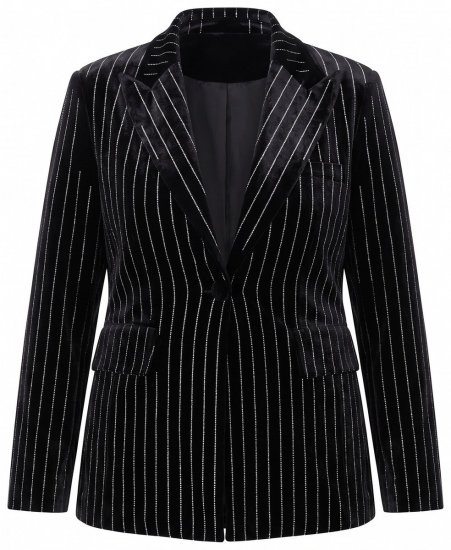 Ulla Popken 855499 Fløyelsblazer med strass Svart - Blazere - Blazere i store størrelser for dame