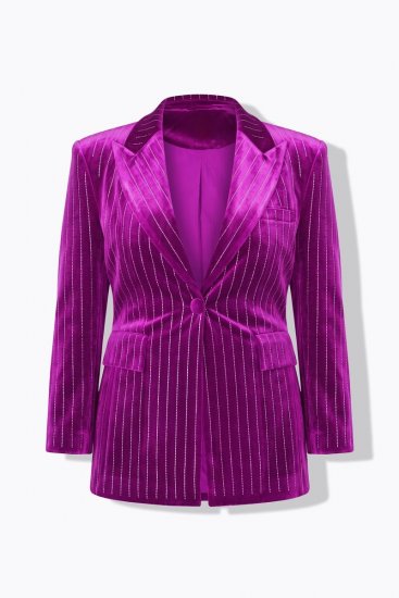 Ulla Popken 855499 Fløyelsblazer med strass Magenta - Blazere - Blazere i store størrelser for dame