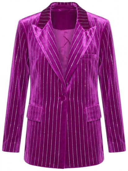 Ulla Popken 855499 Fløyelsblazer med strass Magenta - Blazere - Blazere i store størrelser for dame
