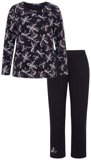 Ulla Popken 856134 Blomstret pyjamas Svart - Pyjamas/Loungewear - 
