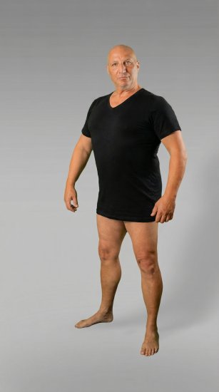 20 Nodi 9001 Short Sleeve V-Neck in Stretch Cotton Black - Undertrøyer - 