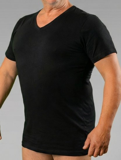 20 Nodi 9001 Short Sleeve V-Neck in Stretch Cotton Black - Undertrøyer - 