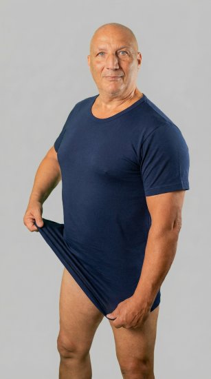 20 Nodi 9002 Short Sleeve Crew Neck in Stretch Cotton Navy - Undertrøyer - 