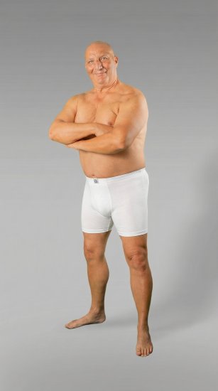 20 Nodi 938 Stretch Cotton Boxer with Embroidered Long Leg White - Boxershorts - Boksershorts for menn i store størrelser