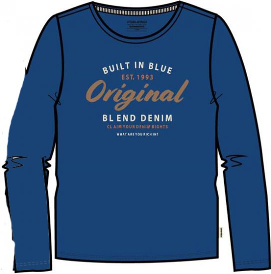 Blend Long Sleeve T-Shirt 4933 True Blue - T-skjorter - Store T-skjorter - 2XL-14XL