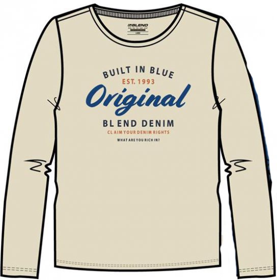 Blend T-Shirt 4933 Cloud Cream - T-skjorter - Store T-skjorter - 2XL-14XL