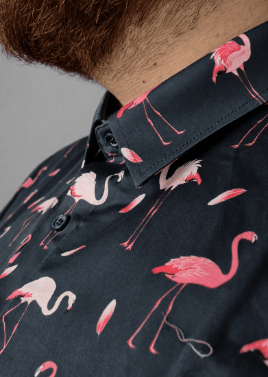 Kam Jeans 6068 Flamingo Short Sleeve Shirt Navy - Skjorter - Store skjorter - 2XL-8XL
