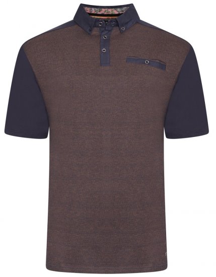 Kam Jeans 5490 Jersey Weave Contrast Polo Navy - Polo- & piqueskjorter - Poloskjorte i store størrelser - 2XL-8XL