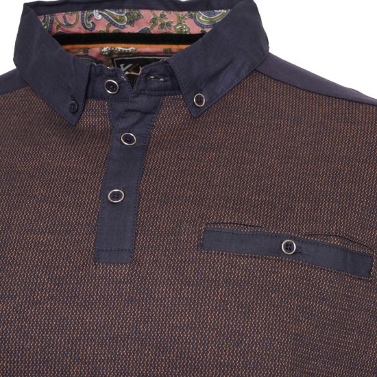Kam Jeans 5490 Jersey Weave Contrast Polo Navy - Polo- & piqueskjorter - Poloskjorte i store størrelser - 2XL-8XL