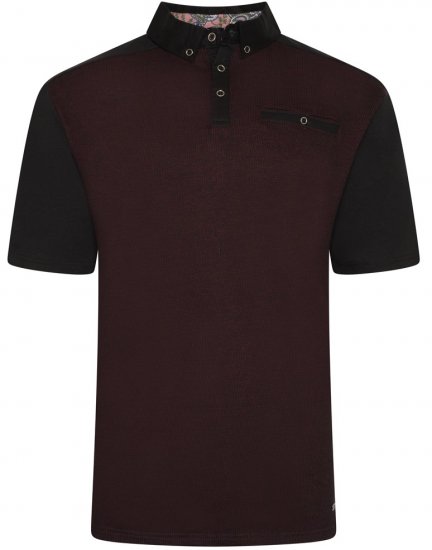 Kam Jeans 5490 Jersey Weave Contrast Polo Black - Polo- & piqueskjorter - Poloskjorte i store størrelser - 2XL-8XL