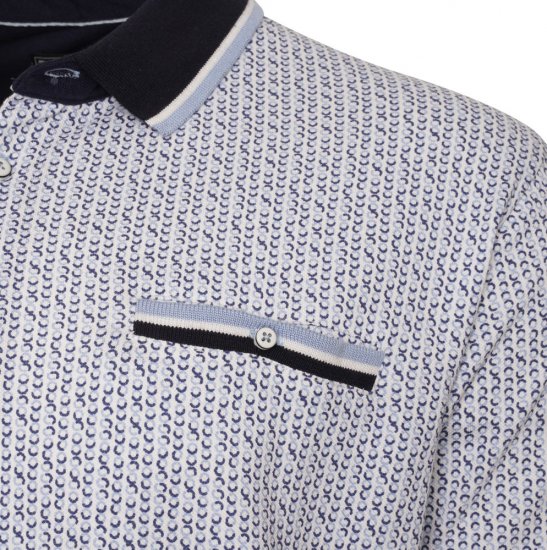 Kam Jeans 5487 Dobby Print Pique Polo White - Polo- & piqueskjorter - Poloskjorte i store størrelser - 2XL-8XL
