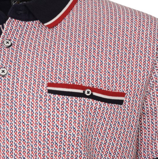 Kam Jeans 5487 Dobby Print Pique Polo Red - Polo- & piqueskjorter - Poloskjorte i store størrelser - 2XL-8XL