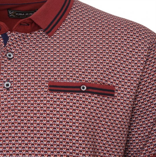  Kam Jeans 5488 Dobby Print Pique Polo Wine - Polo- & piqueskjorter - Poloskjorte i store størrelser - 2XL-8XL