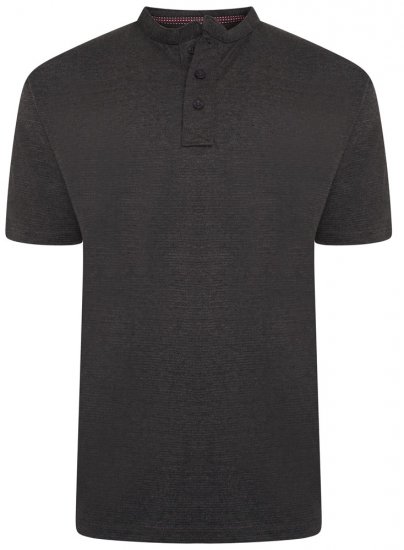 Kam Jeans 5744 Textured Jersey Grandad Top Charcoal - T-skjorter - Store T-skjorter - 2XL-14XL