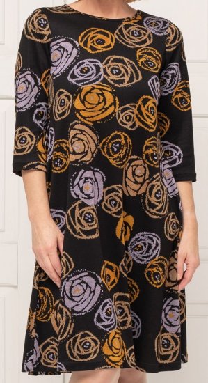 Scandinavian Caramel Flower Petals Dress Lavender and Orange - DAMEKLÆR 40-66 - Dameklær i store størrelser