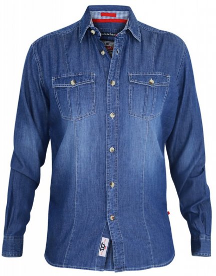 D555 Adcock Long Sleeve Vintage Denim Shirt - Skjorter - Store skjorter - 2XL-8XL