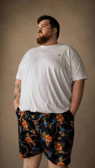 D555 Dawson AO Badeshorts med Hawaiitrykk Marineblå - Undertøy & badetøy - Undertøy store størrelser 