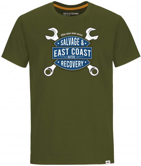 Motley Denim Barrow T-shirt Dark Khaki - T-skjorter - Store T-skjorter - 2XL-14XL