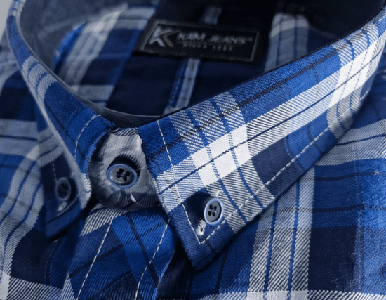 Kam Jeans 6369 Checked Short Sleeve Shirt Blue - Skjorter - Store skjorter - 2XL-8XL