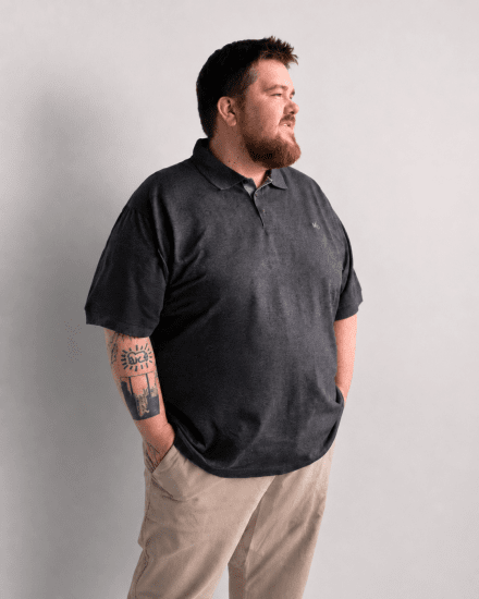 Motley Denim Bratislava Polo Charcoal - Polo- & piqueskjorter - Poloskjorte i store størrelser - 2XL-8XL