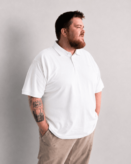 Motley Denim Bratislava Polo White - Polo- & piqueskjorter - Poloskjorte i store størrelser - 2XL-8XL