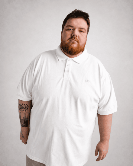 Motley Denim Bratislava Polo White - Polo- & piqueskjorter - Poloskjorte i store størrelser - 2XL-8XL