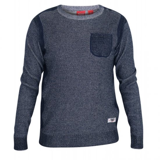D555 Bryson Crewneck Sweater with Pocket Navy - Gensere og hettegensere - Store hettegensere - 2XL-14XL