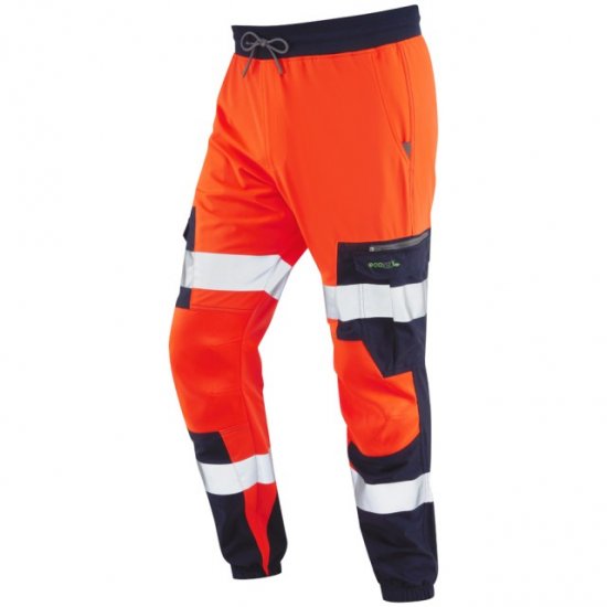 Leo Hawkcombe Ecoviz High Performance Ballistic Stretch Trousers Hi-Vis Orange/Navy - Arbeidsklær - Arbeidsklær i store størrelser