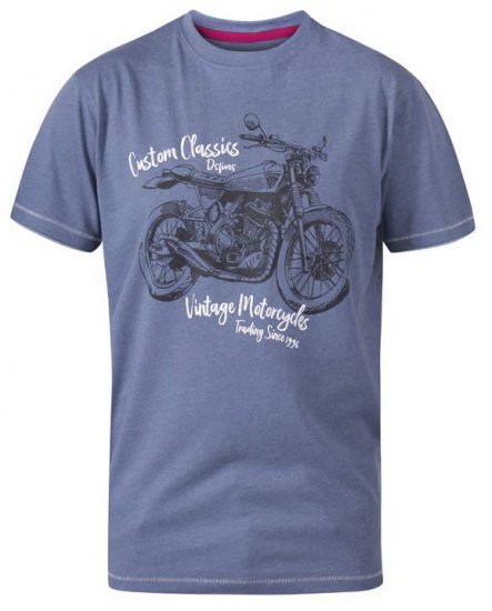 D555 Conor Motorcycle Crew Neck T-Shirt Denim Marl - T-skjorter - Store T-skjorter - 2XL-14XL