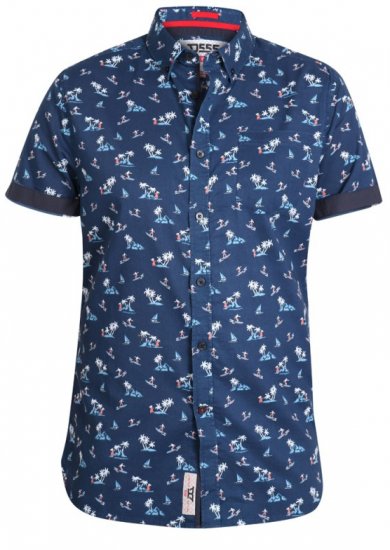 D555 Davian Hawaii Shirt Navy - Skjorter - Store skjorter - 2XL-8XL